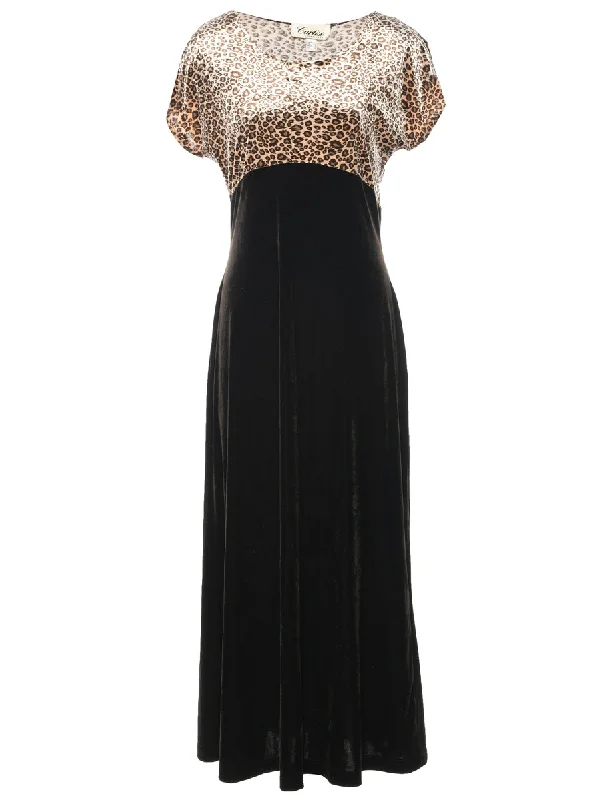 1990s Leopard Print Evening Dress - M