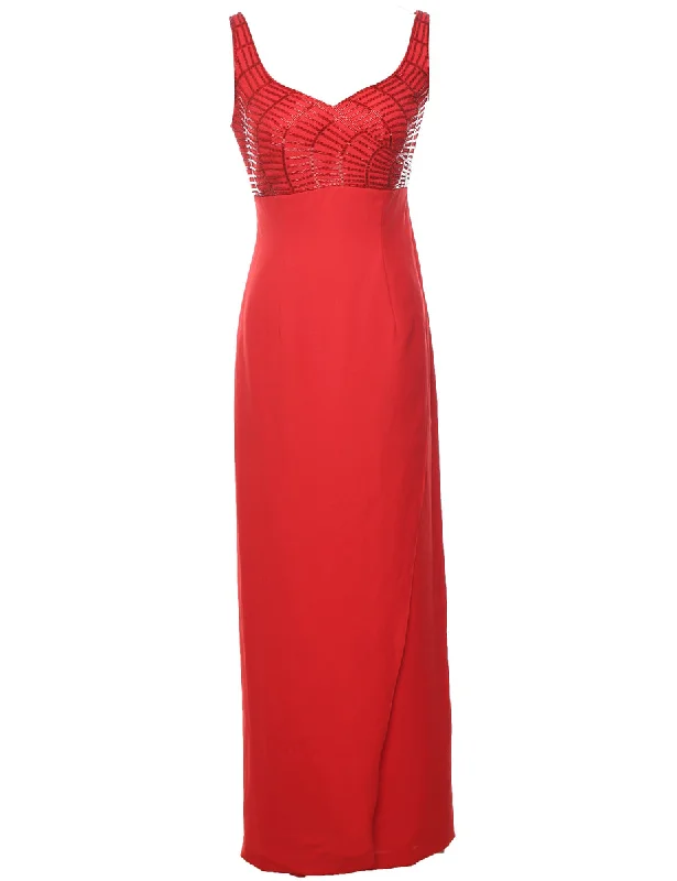 Beaded Red Evening Dress - S