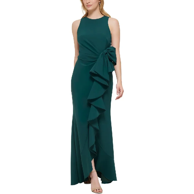 Eliza J Womens Georgette Draped Evening Dress