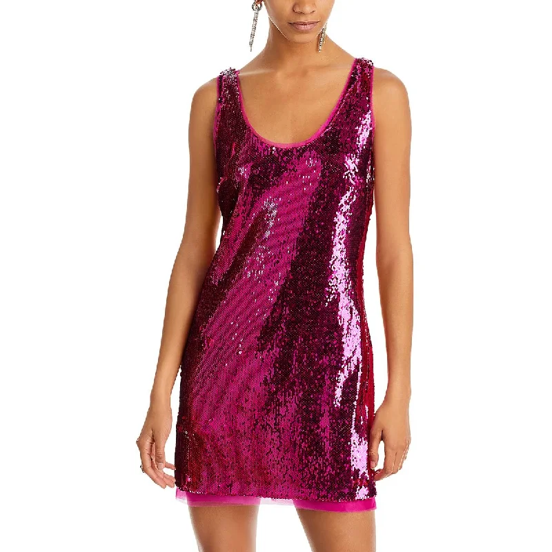 Halston Womens Aishia Sequined Mini Cocktail And Party Dress