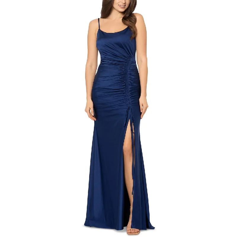 Xscape Womens Ruched Scoop Neck Evening Dress