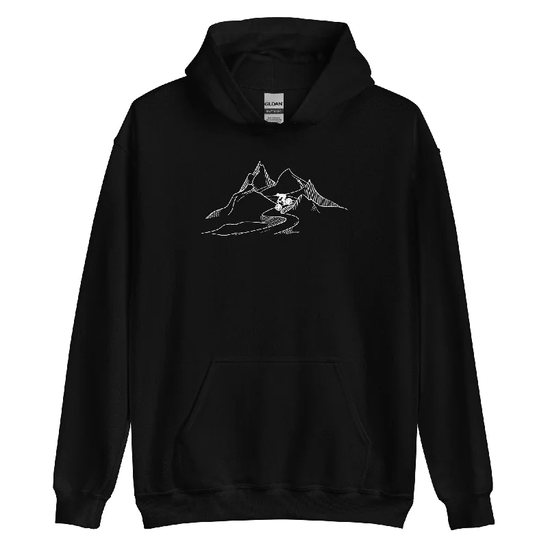 Mountainbiker fährt Downhill - (M) - Unisex Hoodie