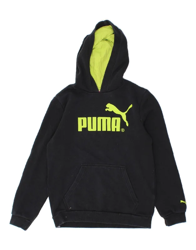 PUMA Boys Graphic Hoodie Jumper 13-14 Years XL Black