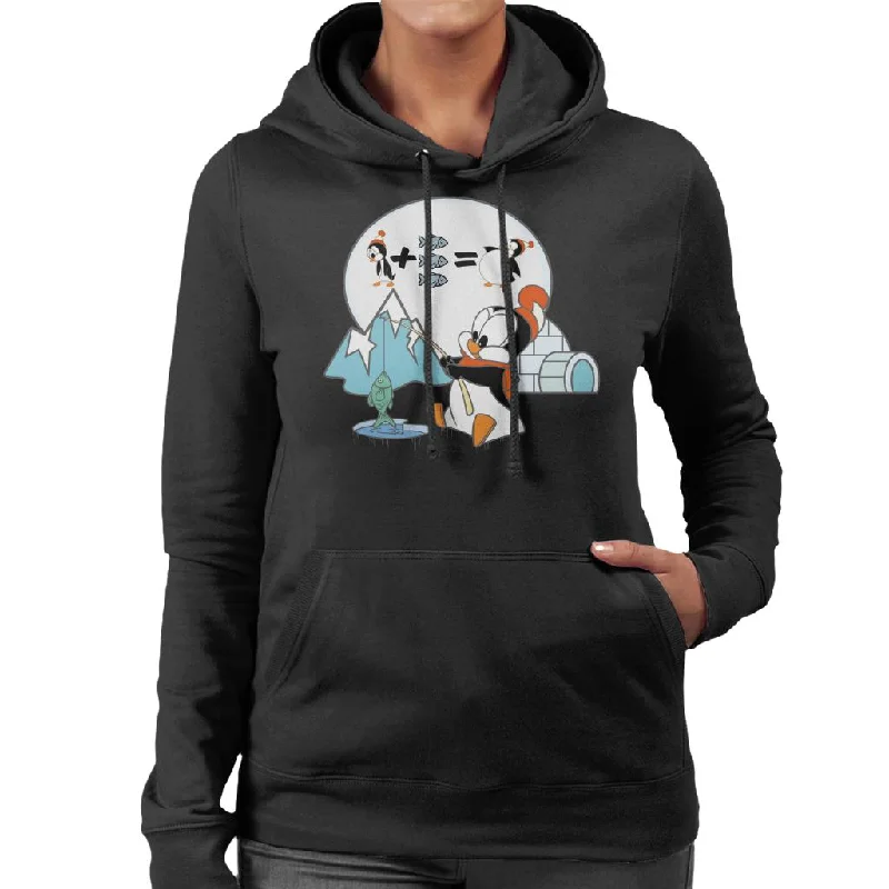 Woody Woodpecker Chilly Willy Fishing Women's Hooded Sweatshirt