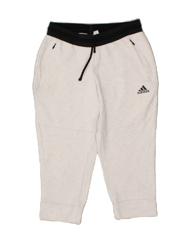 ADIDAS Womens Capri Tracksuit Trousers Joggers UK 4/6 XS Grey Cotton