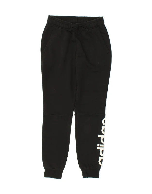 ADIDAS Womens Graphic Tracksuit Trousers Joggers UK 4/6 XS Black Cotton