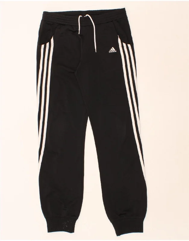 ADIDAS Womens Tracksuit Trousers Joggers UK 10 Medium Black Polyester