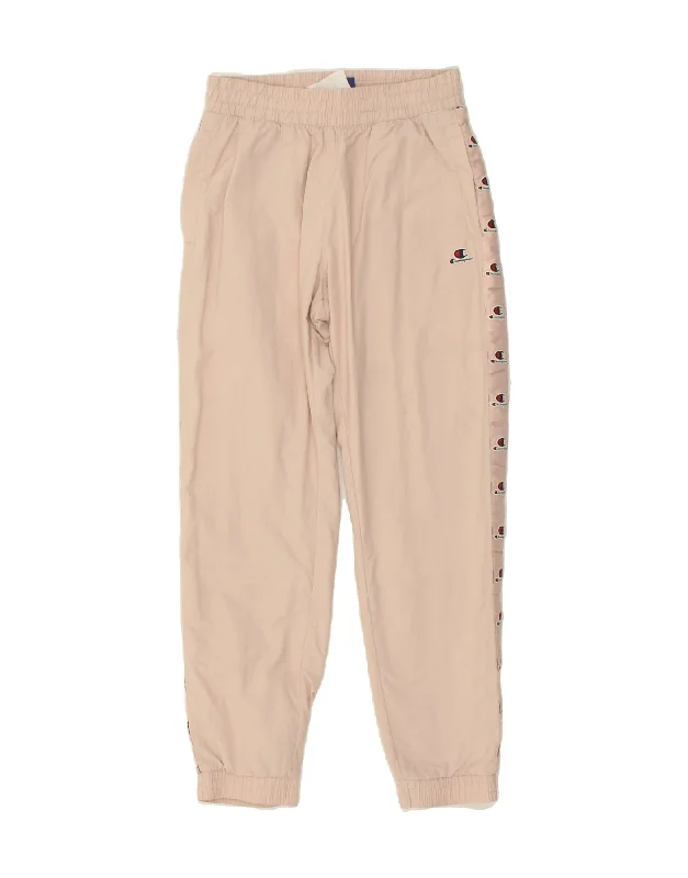 CHAMPION Womens Graphic Tracksuit Trousers Joggers UK 8 Small Beige