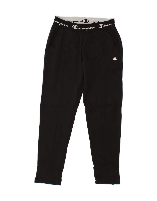 CHAMPION Womens Graphic Tracksuit Trousers UK 4 XS Black Cotton