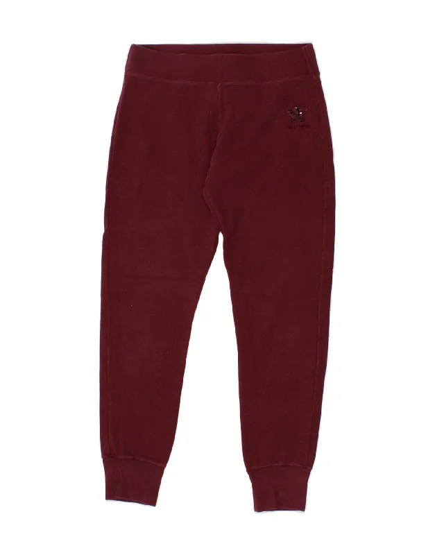 CONVERSE Womens Tracksuit Trousers Joggers UK 10 Small Burgundy Cotton