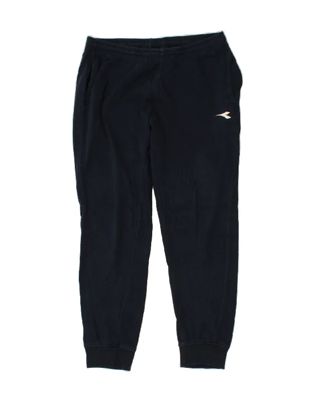 DIADORA Womens Tracksuit Trousers Joggers UK 14 Large Navy Blue Cotton