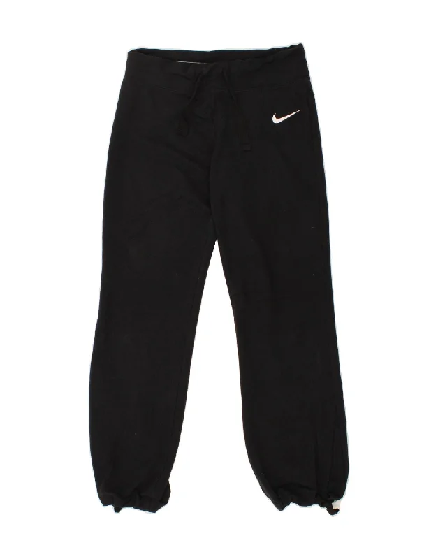 NIKE Womens Dri Fit Tracksuit Trousers UK 14 Medium Black Cotton