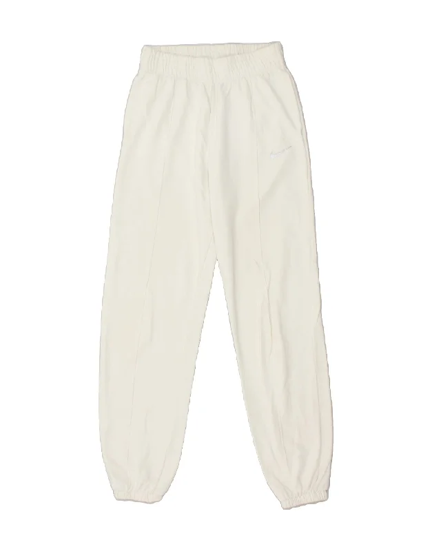 NIKE Womens Tracksuit Trousers Joggers UK 6 XS White Cotton