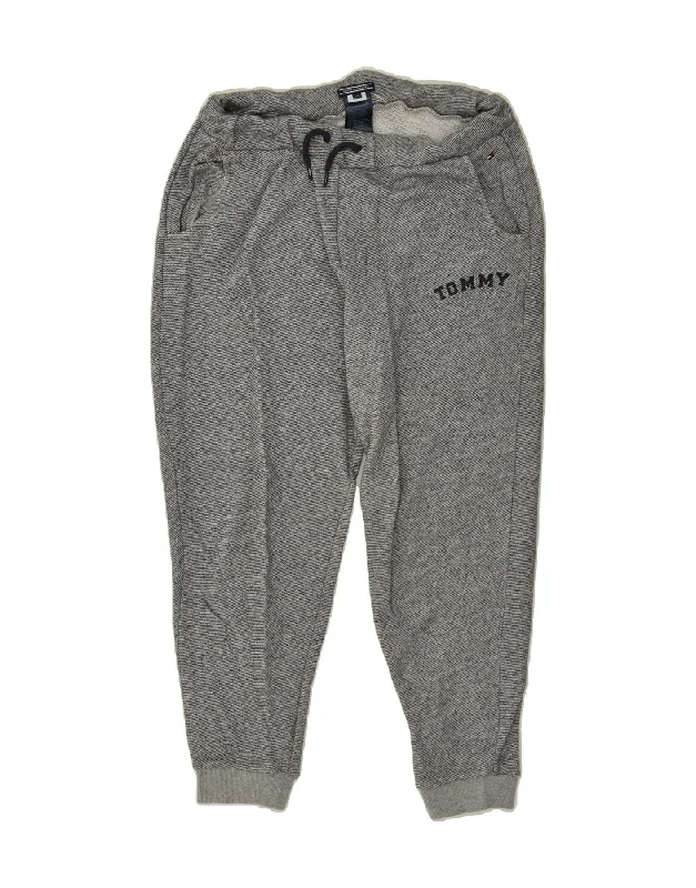 TOMMY HILFIGER Womens Tracksuit Trousers Joggers UK 14 Medium Grey Cotton