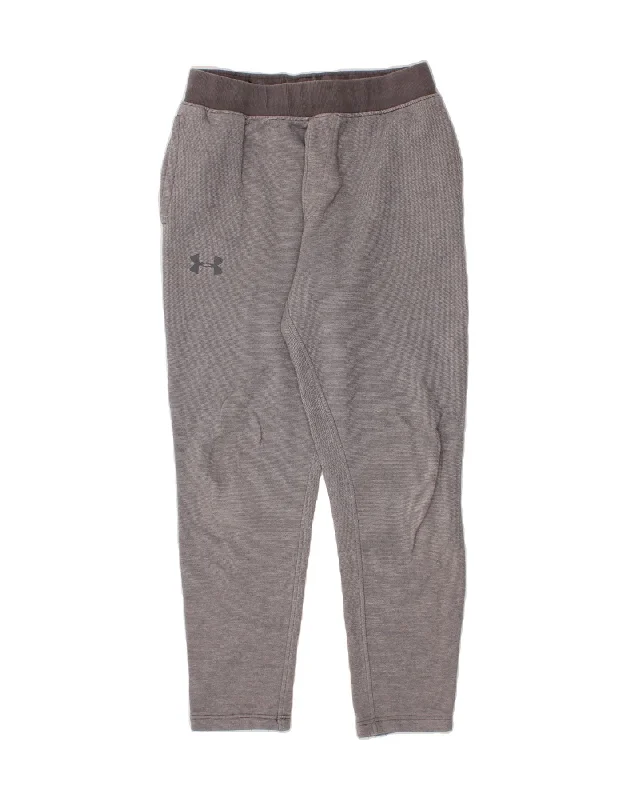 UNDER ARMOUR Womens Cold Gear Tracksuit Trousers UK 14 Large Grey Striped